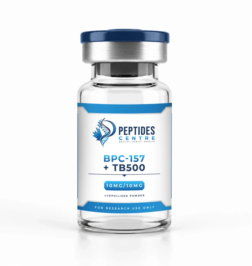 BPC-157 + TB-500 10mg peptide blend vial from Peptides Centre Canada.